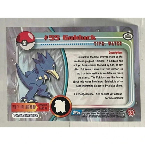 1999 Topps Golduck‎ #55 Pokemon Card TV Animation Edition Vintage LP - Picture 2 of 12